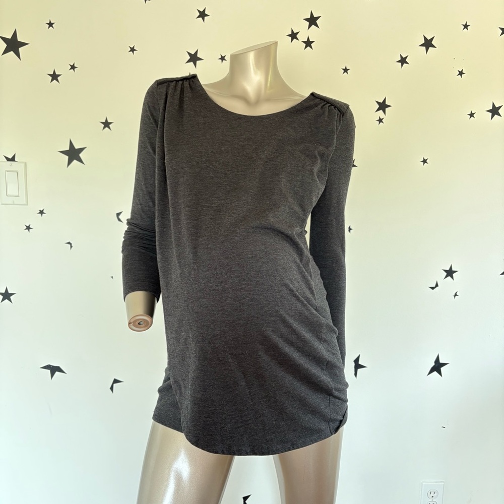 Seraphine Gray Maternity Breastfeeding Long Sleeve Top Sweater Size 6